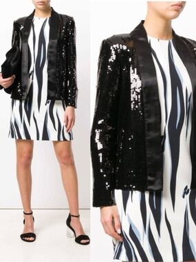 VICTORIA BY VICTORIA BECKHAM
Sequin Tux Embellished Jacket Black Size 6